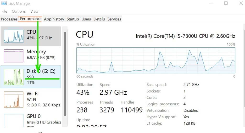 Using Task Manager to Check Storage Type