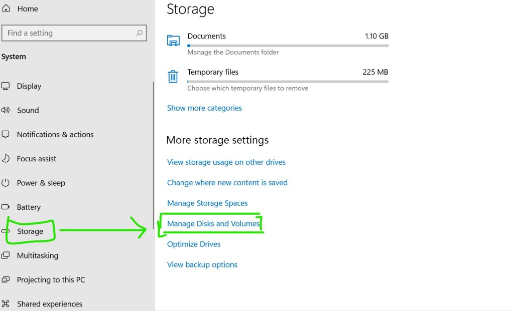 Using Windows Settings to Check Storage Type