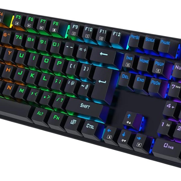 Mechanical 104-Key Full-Size Keyboard for PC Mac Xbox Gamer |Ultra-Slim LED Backlit